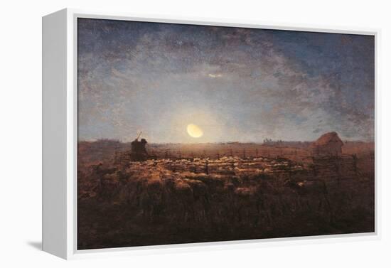 Sheep Meadow, Moonlight-Jean-François Millet-Framed Stretched Canvas