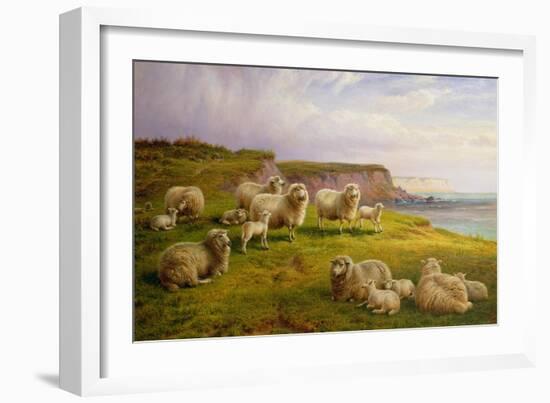 Sheep on a Dorset Coast-Charles Jones-Framed Giclee Print