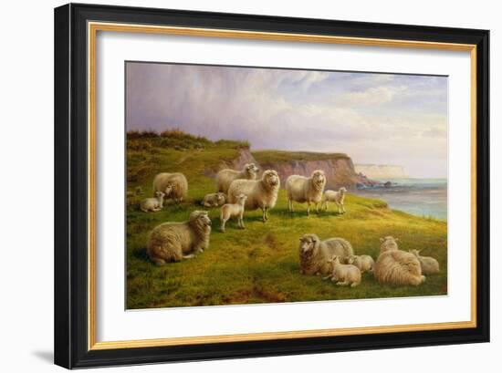 Sheep on a Dorset Coast-Charles Jones-Framed Giclee Print