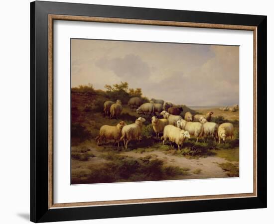 Sheep on the Coast, 1878 (Oil on Canvas)-Eugene Joseph Verboeckhoven-Framed Giclee Print