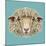 Sheep Portrait. Illustrated Portrait of Ram or Sheep on Blue Background.-ant_art-Mounted Art Print