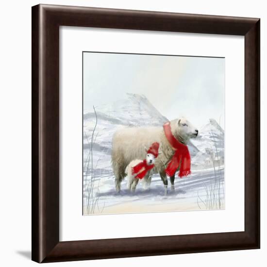 Sheep Red Scarf-Clare Davis London-Framed Giclee Print