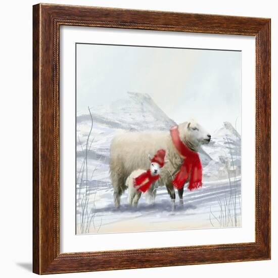 Sheep Red Scarf-Clare Davis London-Framed Giclee Print