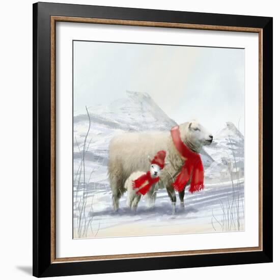 Sheep Red Scarf-Clare Davis London-Framed Giclee Print