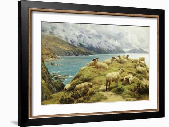 Sheep Reposing, Dalby Bay, Isle of Man-Basil Bradley-Framed Giclee Print