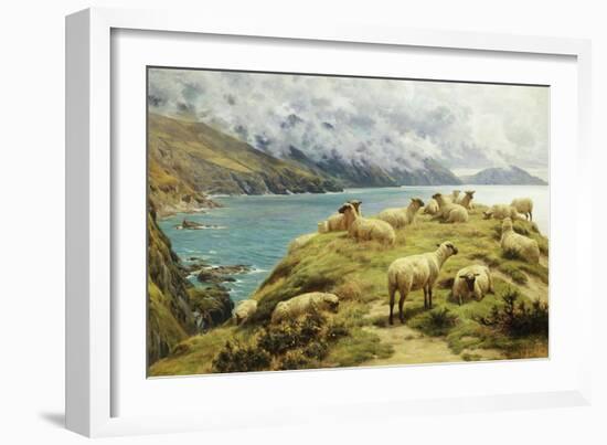 Sheep Reposing, Dalby Bay, Isle of Man-Basil Bradley-Framed Giclee Print