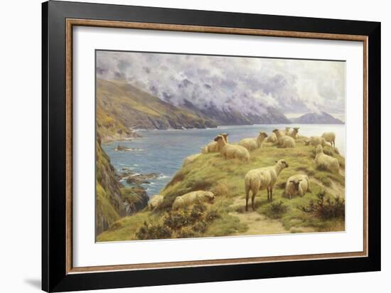 Sheep Reposing, Dalby Bay, Isle of Man-Basil Bradley-Framed Giclee Print