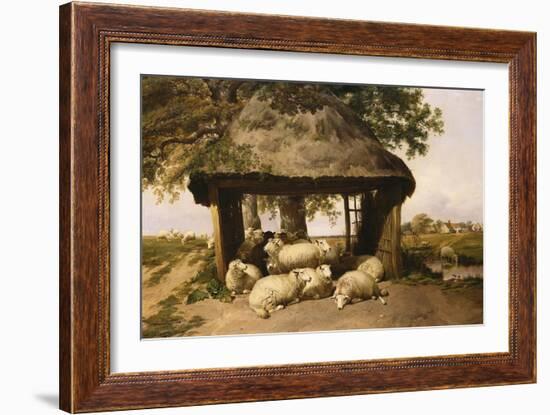 Sheep Resting under a Shelter-Thomas Sidney Cooper-Framed Giclee Print