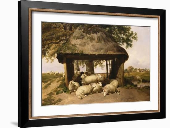Sheep Resting under a Shelter-Thomas Sidney Cooper-Framed Giclee Print