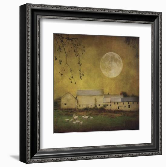 Sheep Under a Harvest Moon-Dawne Polis-Framed Art Print