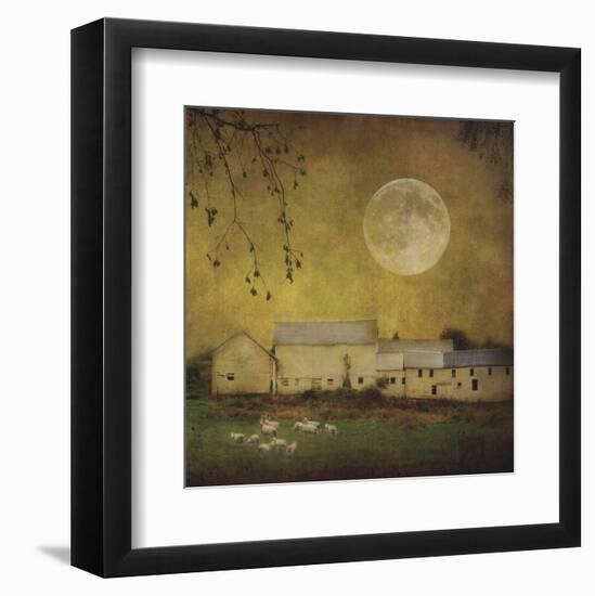 Sheep Under a Harvest Moon-Dawne Polis-Framed Art Print