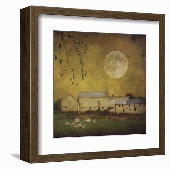 Sheep Under a Harvest Moon-Dawne Polis-Framed Art Print