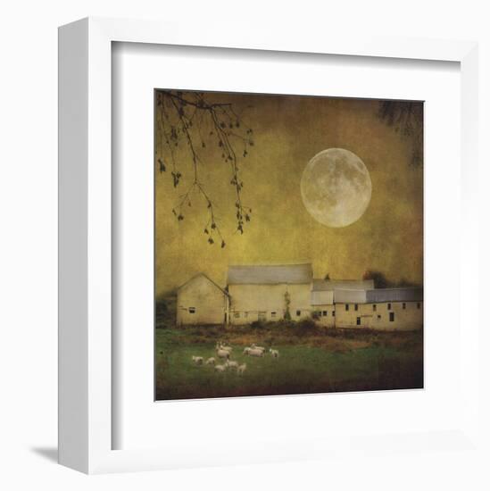 Sheep Under a Harvest Moon-Dawne Polis-Framed Art Print