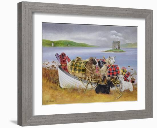 Sheep with Tartan, 1999-E.B. Watts-Framed Giclee Print