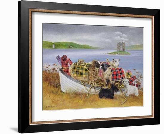 Sheep with Tartan, 1999-E.B. Watts-Framed Giclee Print