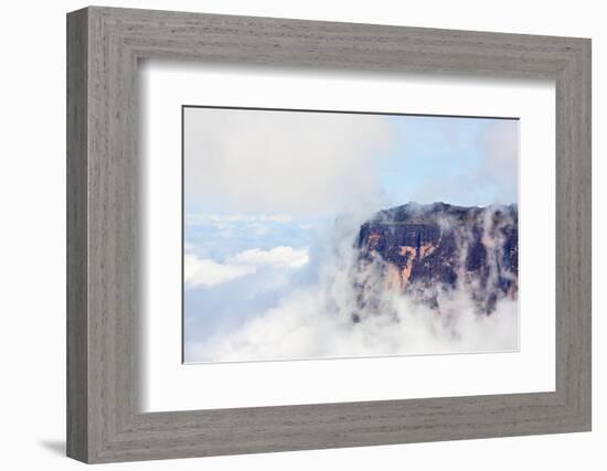 Sheer Cliffs of Mount Roraima - Landscape with Clouds Background-zanskar-Framed Photographic Print