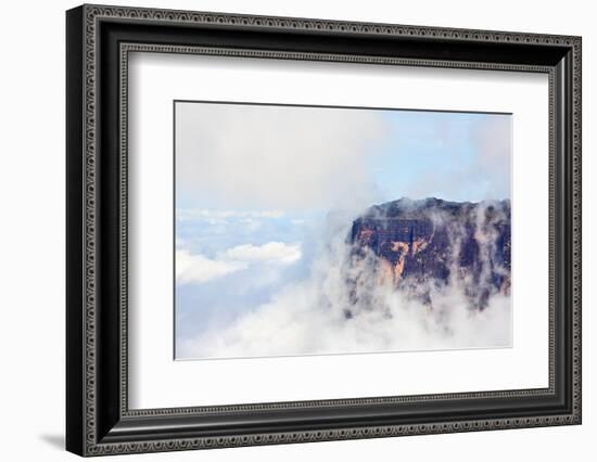 Sheer Cliffs of Mount Roraima - Landscape with Clouds Background-zanskar-Framed Photographic Print