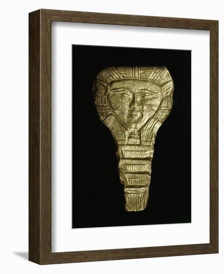 Sheet gold relief mask of the goddess Hathor, Ancient Egyptian, 2nd-1st century BC-Werner Forman-Framed Giclee Print