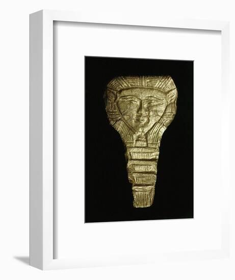 Sheet gold relief mask of the goddess Hathor, Ancient Egyptian, 2nd-1st century BC-Werner Forman-Framed Giclee Print