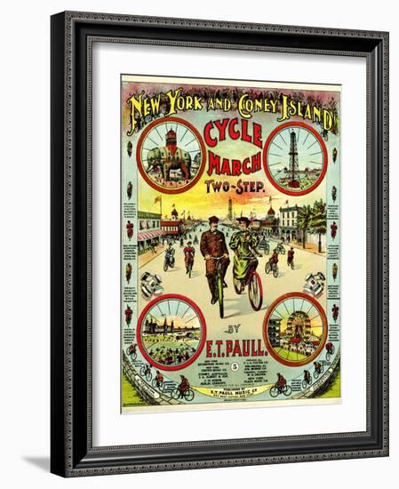 Sheet Music Covers: “New York and Coney Island Cycle March Two-Step” Music-null-Framed Art Print