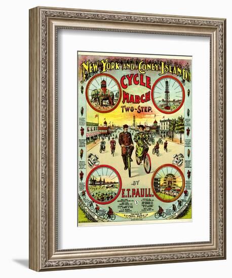 Sheet Music Covers: “New York and Coney Island Cycle March Two-Step” Music--Framed Art Print