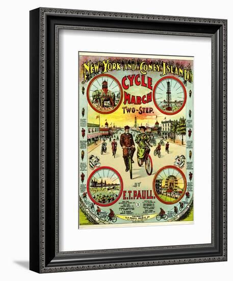 Sheet Music Covers: “New York and Coney Island Cycle March Two-Step” Music-null-Framed Art Print
