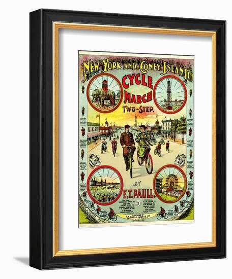 Sheet Music Covers: “New York and Coney Island Cycle March Two-Step” Music-null-Framed Art Print