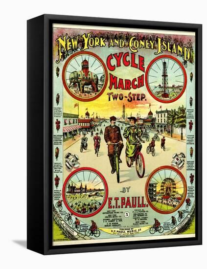 Sheet Music Covers: “New York and Coney Island Cycle March Two-Step” Music-null-Framed Stretched Canvas