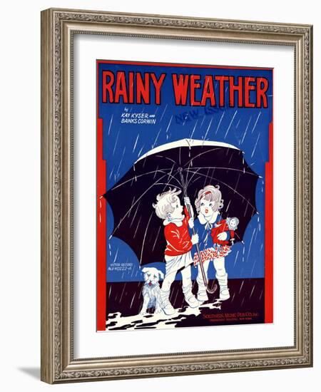 Sheet Music Covers: “Rainy Weather” Music and Words by Kay Kyser and Banks Corwin, 1930-null-Framed Art Print