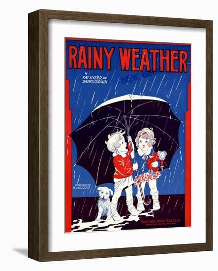 Sheet Music Covers: “Rainy Weather” Music and Words by Kay Kyser and Banks Corwin, 1930-null-Framed Art Print