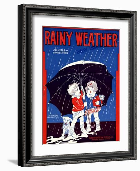 Sheet Music Covers: “Rainy Weather” Music and Words by Kay Kyser and Banks Corwin, 1930-null-Framed Art Print