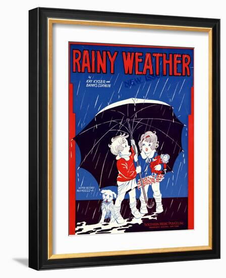 Sheet Music Covers: “Rainy Weather” Music and Words by Kay Kyser and Banks Corwin, 1930-null-Framed Art Print