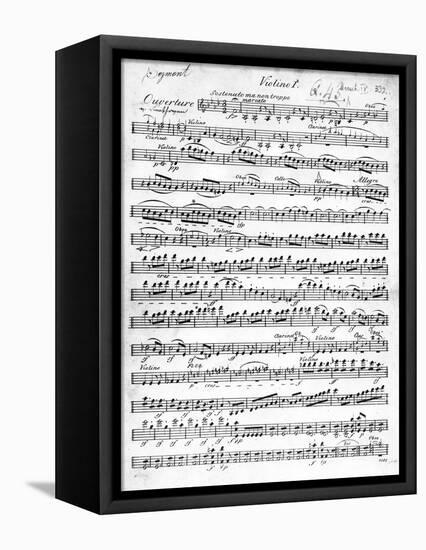 Sheet Music for the Overture to 'Egmont' by Ludwig Van Beethoven, Written Between 1809-10 (Print)-German-Framed Premier Image Canvas