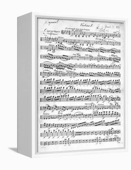 Sheet Music for the Overture to 'Egmont' by Ludwig Van Beethoven, Written Between 1809-10 (Print)-German-Framed Premier Image Canvas