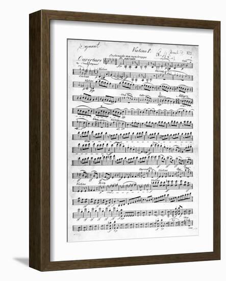 Sheet Music for the Overture to 'Egmont' by Ludwig Van Beethoven, Written Between 1809-10 (Print)-German-Framed Giclee Print