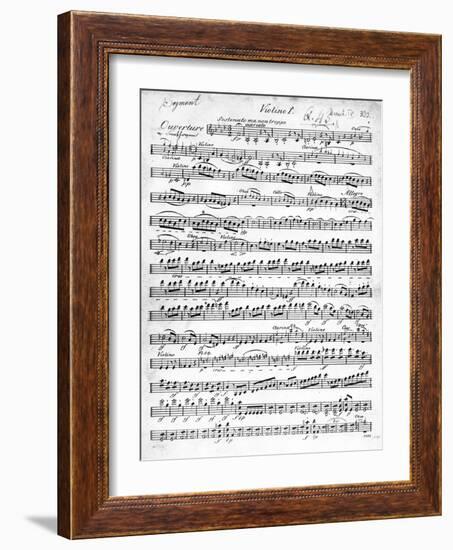 Sheet Music for the Overture to 'Egmont' by Ludwig Van Beethoven, Written Between 1809-10 (Print)-German-Framed Giclee Print