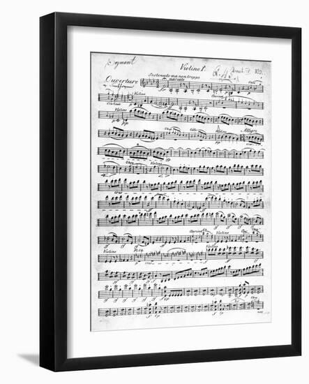 Sheet Music for the Overture to 'Egmont' by Ludwig Van Beethoven, Written Between 1809-10 (Print)-German-Framed Giclee Print