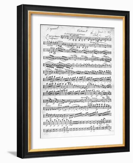 Sheet Music for the Overture to 'Egmont' by Ludwig Van Beethoven, Written Between 1809-10 (Print)-German-Framed Giclee Print