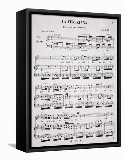 Sheet Music for Venetian, Barcarolle for Soprano, Composed by Marietta Brambilla-null-Framed Premier Image Canvas