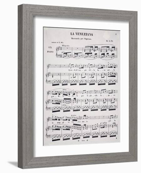 Sheet Music for Venetian, Barcarolle for Soprano, Composed by Marietta Brambilla-null-Framed Giclee Print