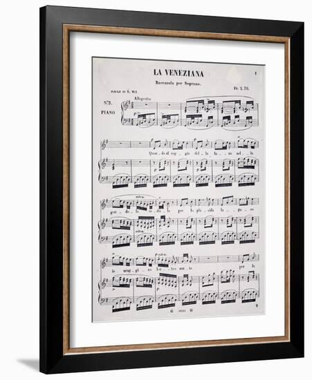 Sheet Music for Venetian, Barcarolle for Soprano, Composed by Marietta Brambilla-null-Framed Giclee Print