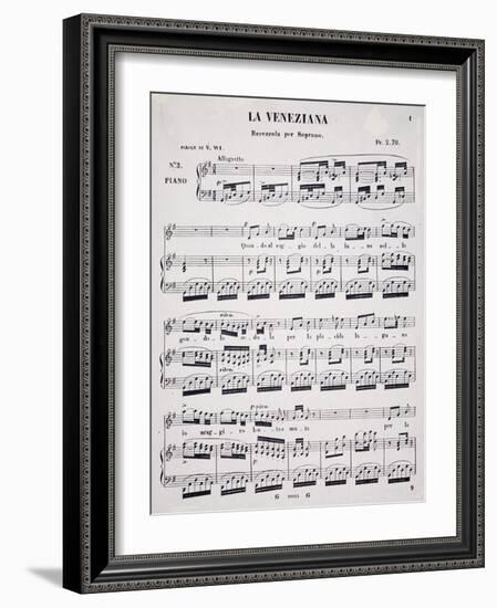 Sheet Music for Venetian, Barcarolle for Soprano, Composed by Marietta Brambilla-null-Framed Giclee Print