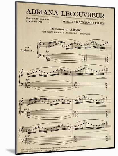 Sheet Music of Adriana Lecouvreur, Opera by Francesco Cilea-null-Mounted Giclee Print