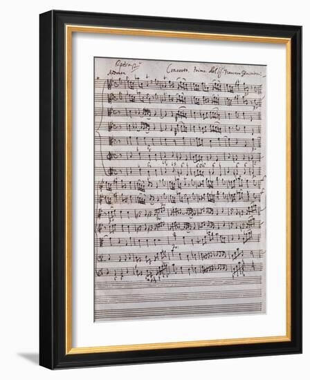 Sheet Music of Concerto Primo-Francesco Geminiani-Framed Giclee Print