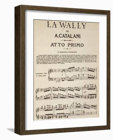 Sheet Music of First Page, Act I of La Wally, Opera by Alfredo Catalani-null-Framed Giclee Print