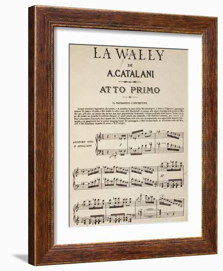 Sheet Music of First Page, Act I of La Wally, Opera by Alfredo Catalani-null-Framed Giclee Print