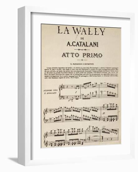 Sheet Music of First Page, Act I of La Wally, Opera by Alfredo Catalani-null-Framed Giclee Print
