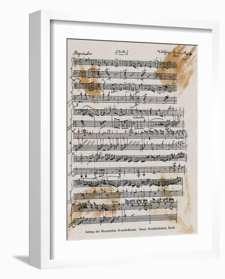 Sheet Music with Mozart's Signature-null-Framed Photographic Print