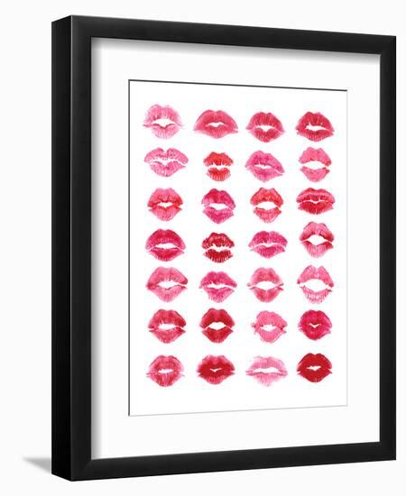 Sheet of Pink Lipstick Kisses-null-Framed Premium Giclee Print