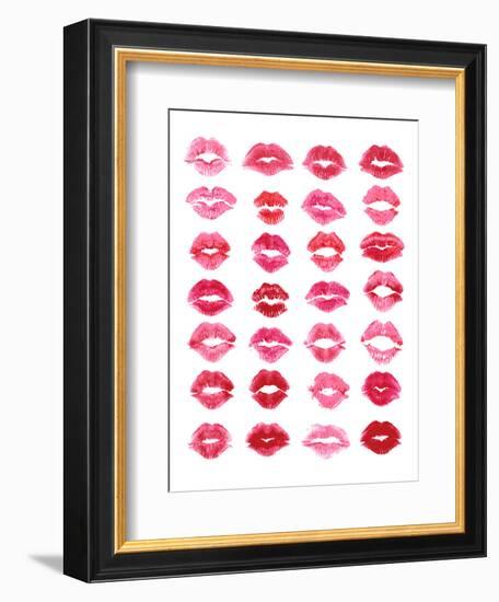 Sheet of Pink Lipstick Kisses-null-Framed Premium Giclee Print